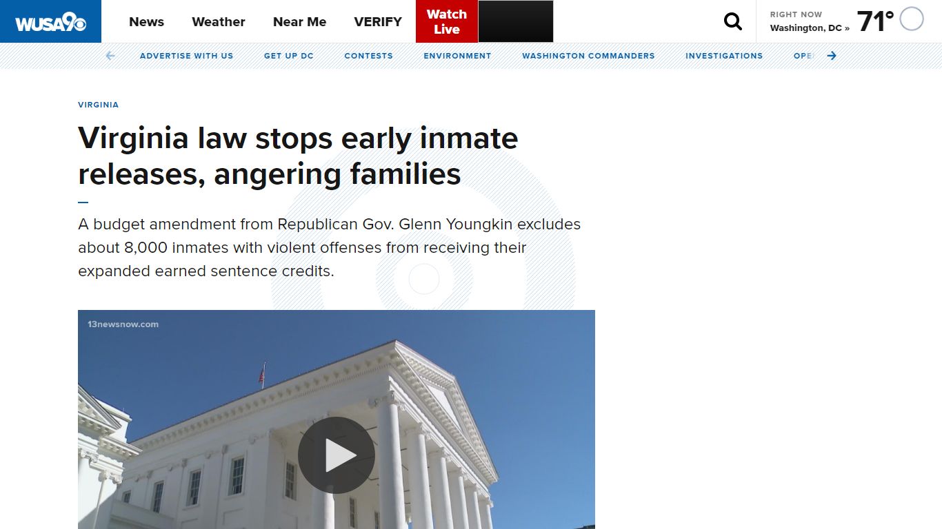 Virginia law stops early inmate releases, angering families - WUSA